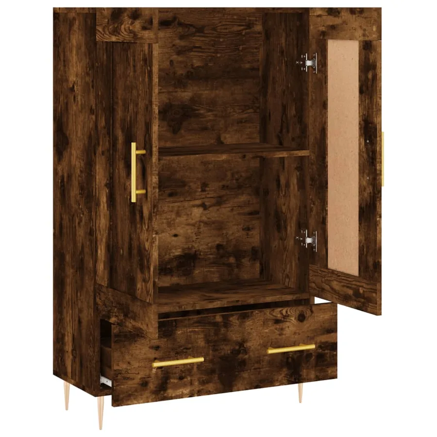 Buffet haut chêne fumé 69,5x31x115 cm bois d'ingénierie - 6