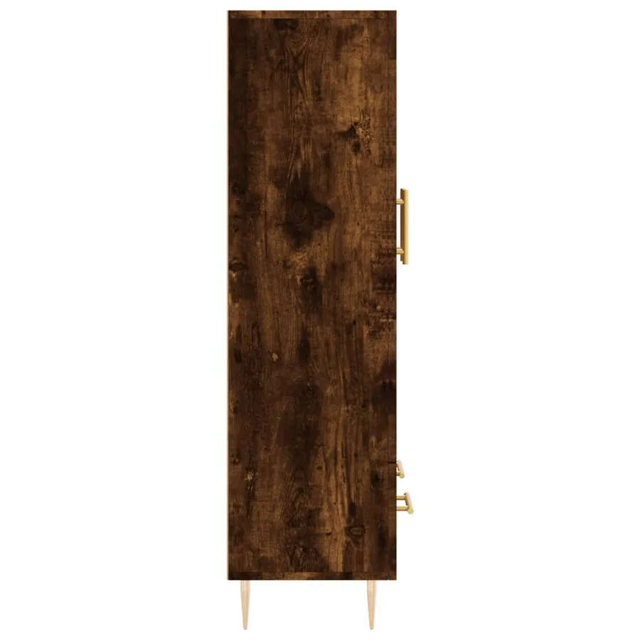 Buffet haut chêne fumé 69,5x31x115 cm bois d'ingénierie - 7