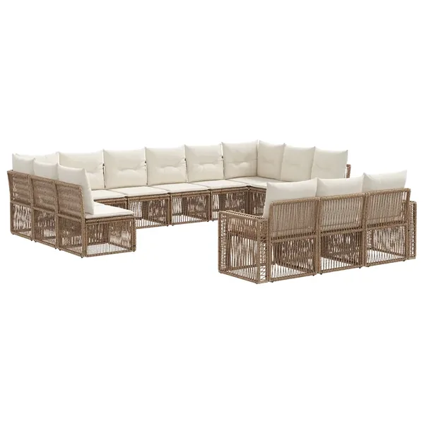 Ensemble de canapé de jardin 13 pcs Beige et blanc crème