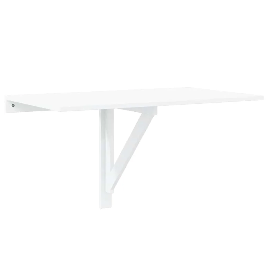 Table murale pliable Blanc brillant 100x60x56cm Bois ingénierie - 2