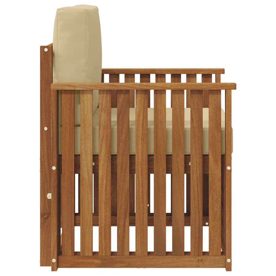 Canapé d’extérieur Bois d'acacia massif et polyester Naturel - 4