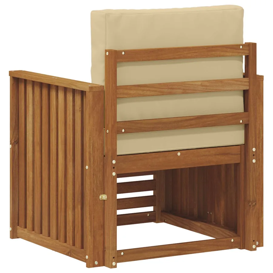 Canapé d’extérieur Bois d'acacia massif et polyester Naturel - 5