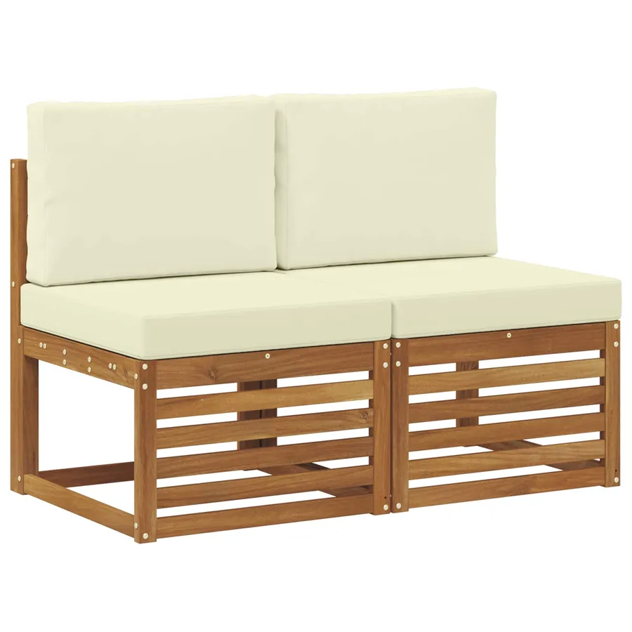 2 Pièce Sofa de milieu extérieur Bois d'Acacia Massif Naturel - 2