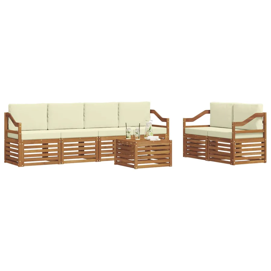Ensemble de canapés d'extérieur 7 pcs Naturel et Crème - 3