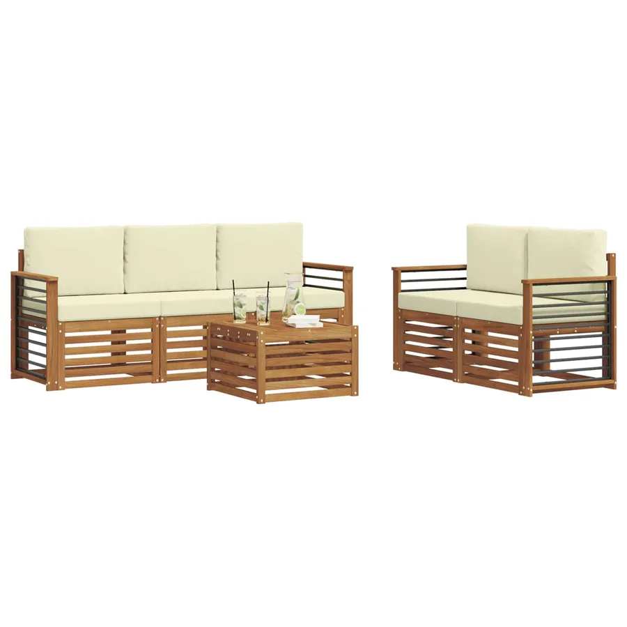 Ensembles de canapés avec coussin 6 pcs Naturel et Crème - 3