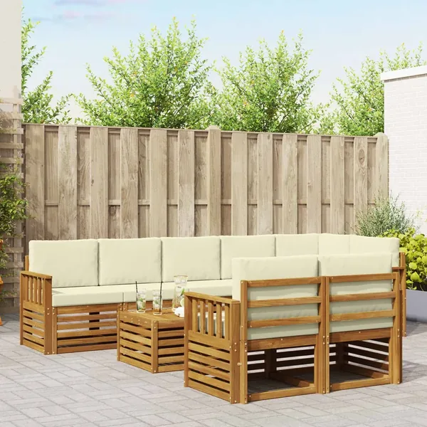 Ensembles de canapés avec coussin 9 pcs Naturel et Crème