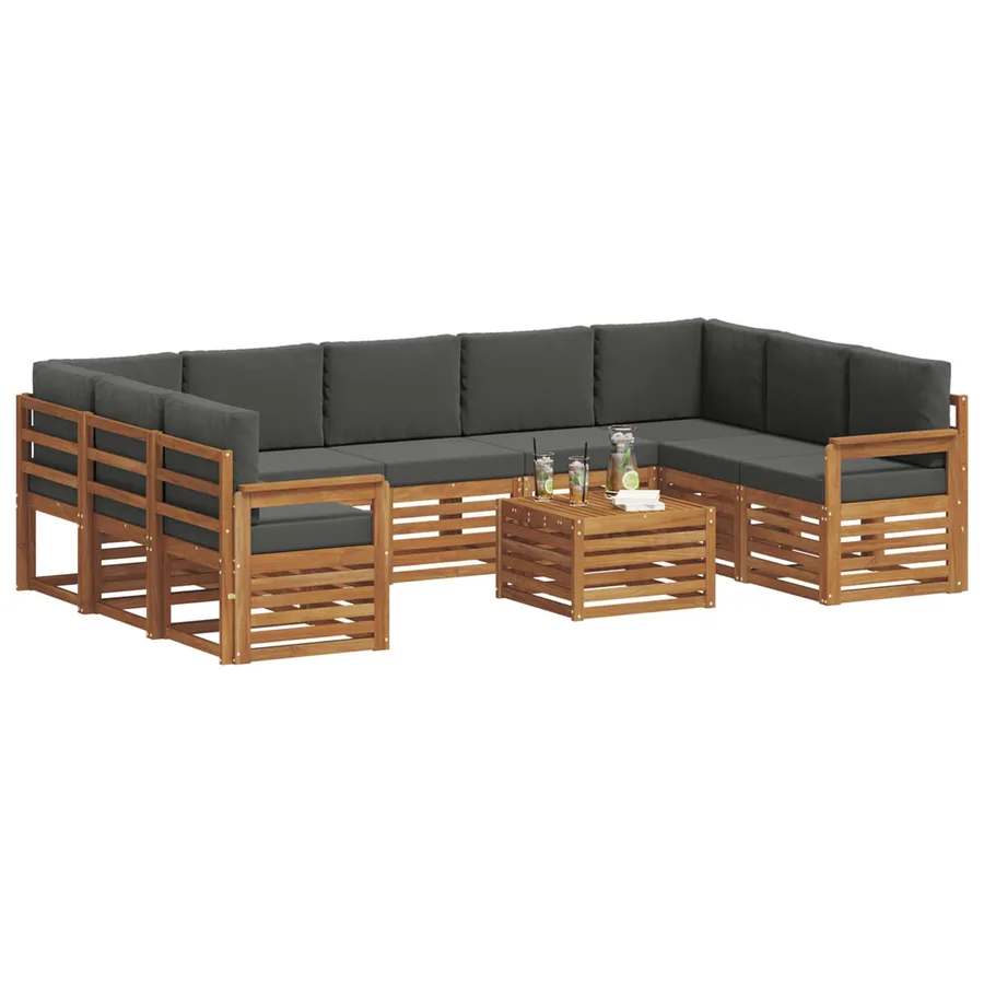 Ensembles de canapés avec coussin 10 pcs Naturel et Anthracite - 3
