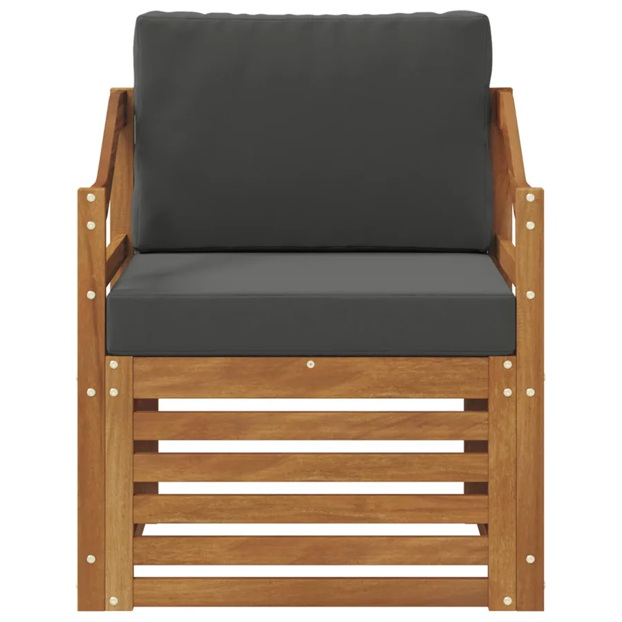 Canapé d’extérieur Bois d'acacia massif et polyester Naturel - 3