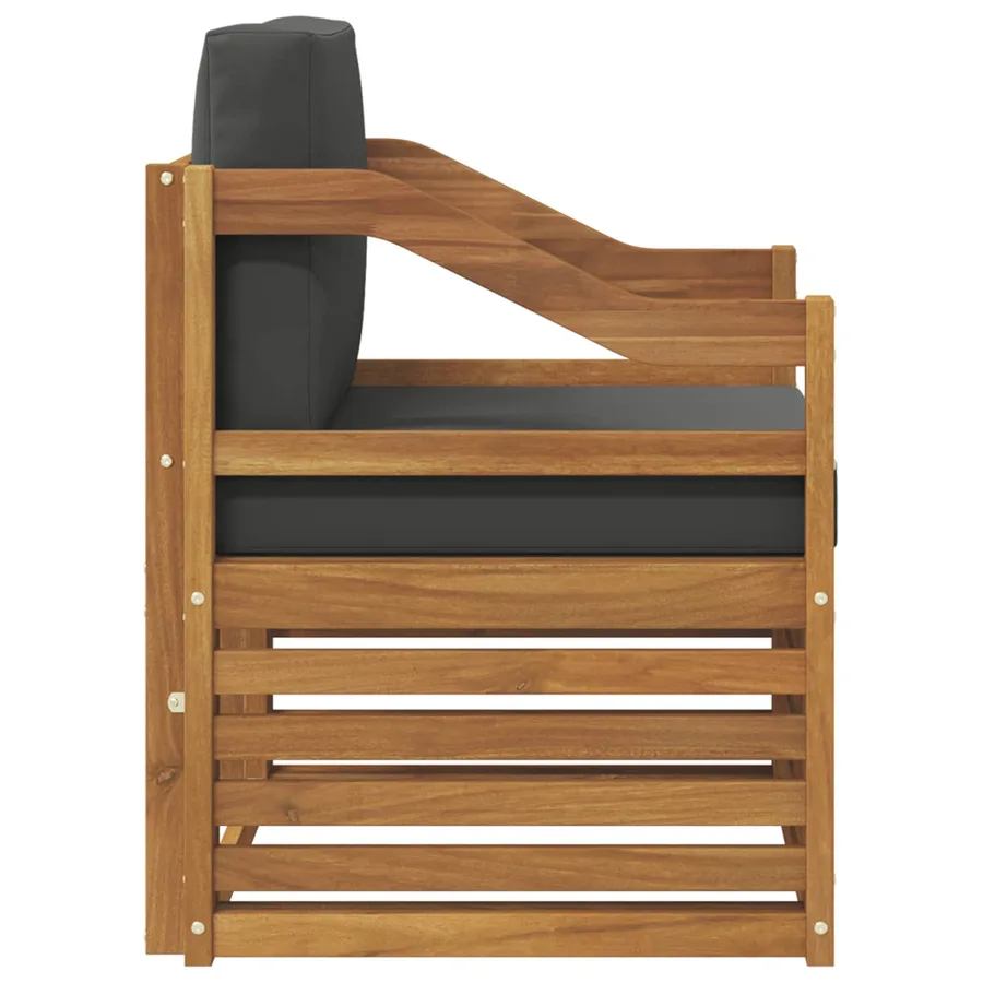 Canapé d’extérieur Bois d'acacia massif et polyester Naturel - 4