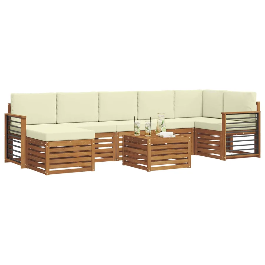 Ensemble de canapés d'extérieur 8 pcs Naturel et Crème - 3