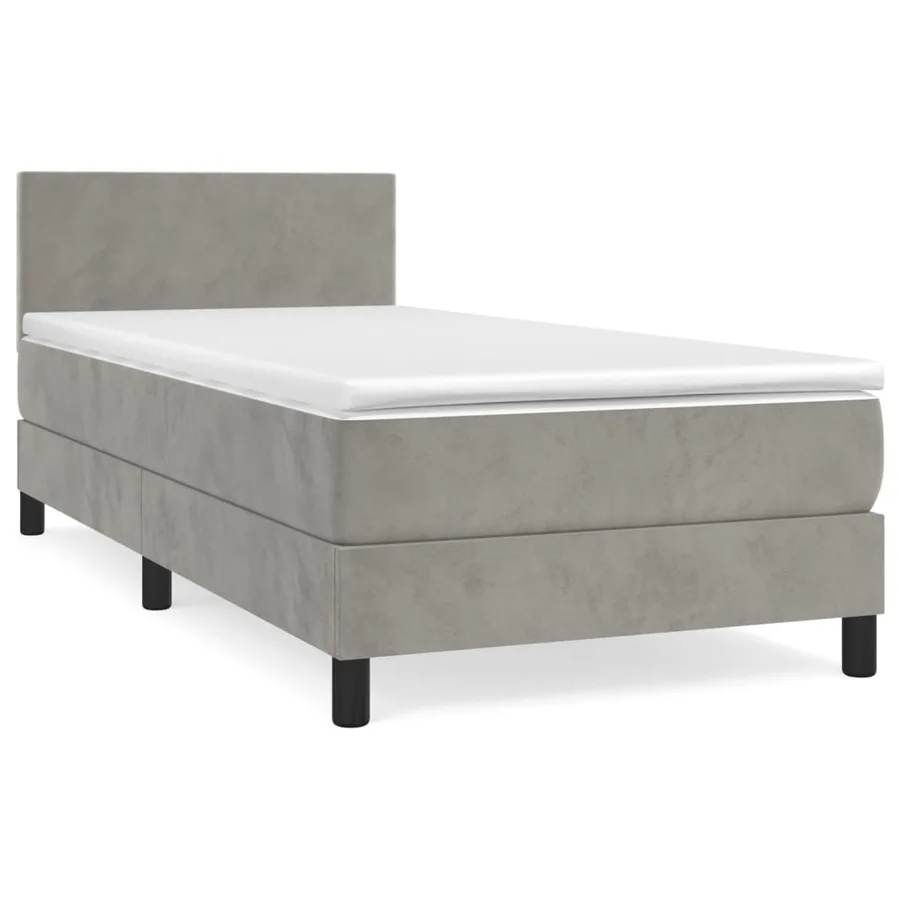 Sommier à lattes de lit et matelas Gris clair 90x190 cm Velours - 2