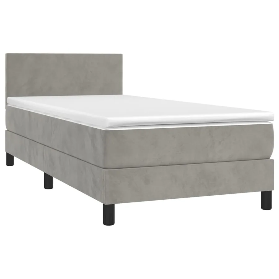 Sommier à lattes de lit et matelas Gris clair 90x190 cm Velours - 3