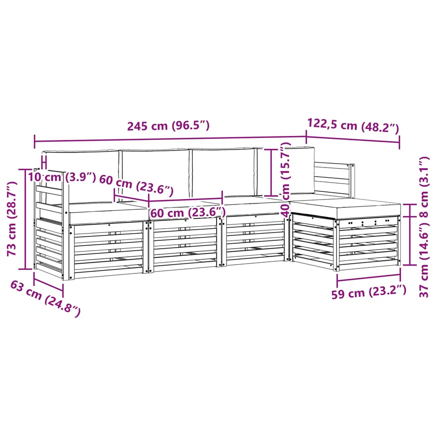 Ensemble de canapés d'extérieur 5 pcs Naturel et Anthracite - 8
