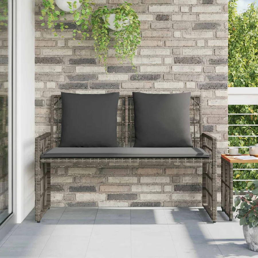 Banc extérieur Uni Gris et Gris foncé 116 x 55 x 82 cm - 3