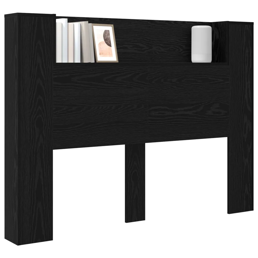 Cabinet de Tête de Lit avec LED Chêne Noir Bois d'ingénierie - 3