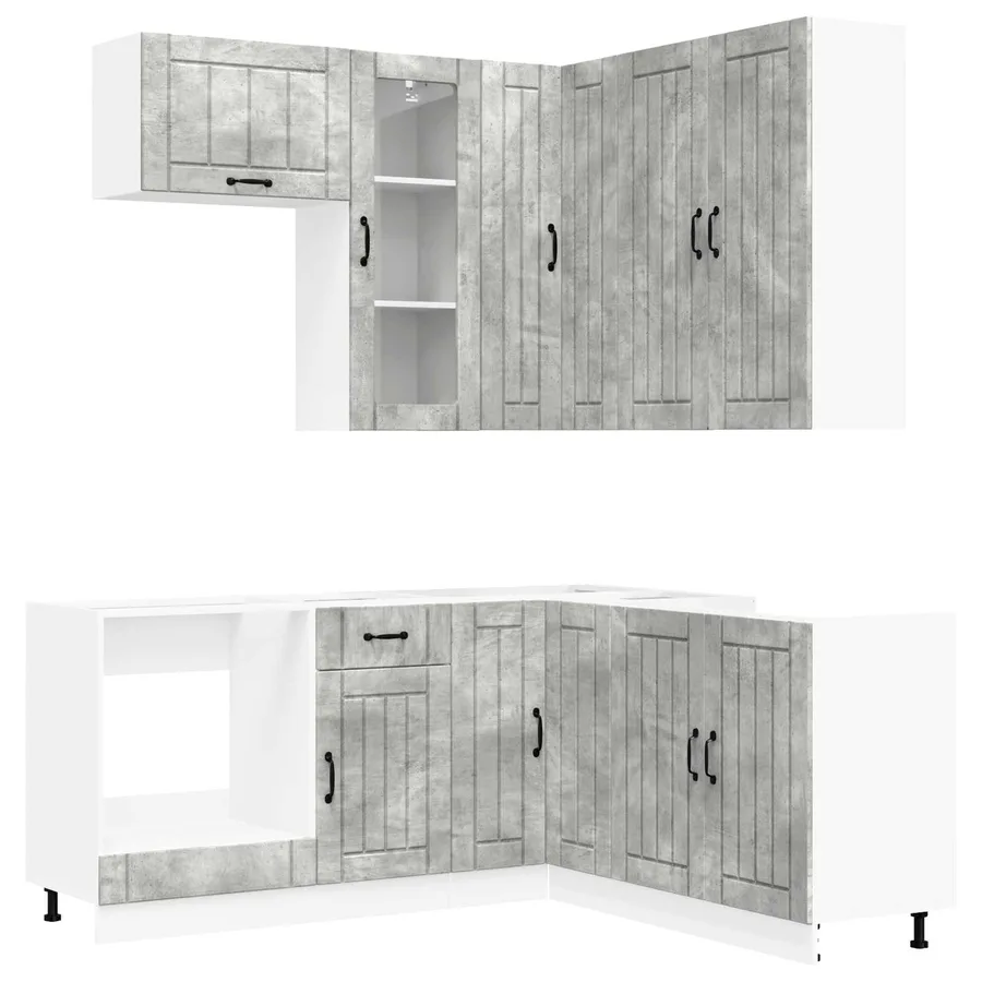 Unité de cuisine LUCCA 8 pcs Gris béton Bois d'ingénierie - 2