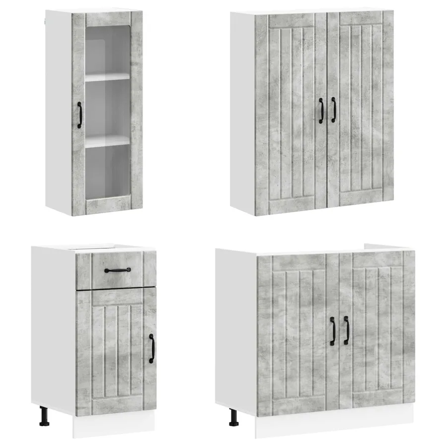 Unité de cuisine LUCCA 8 pcs Gris béton Bois d'ingénierie - 3