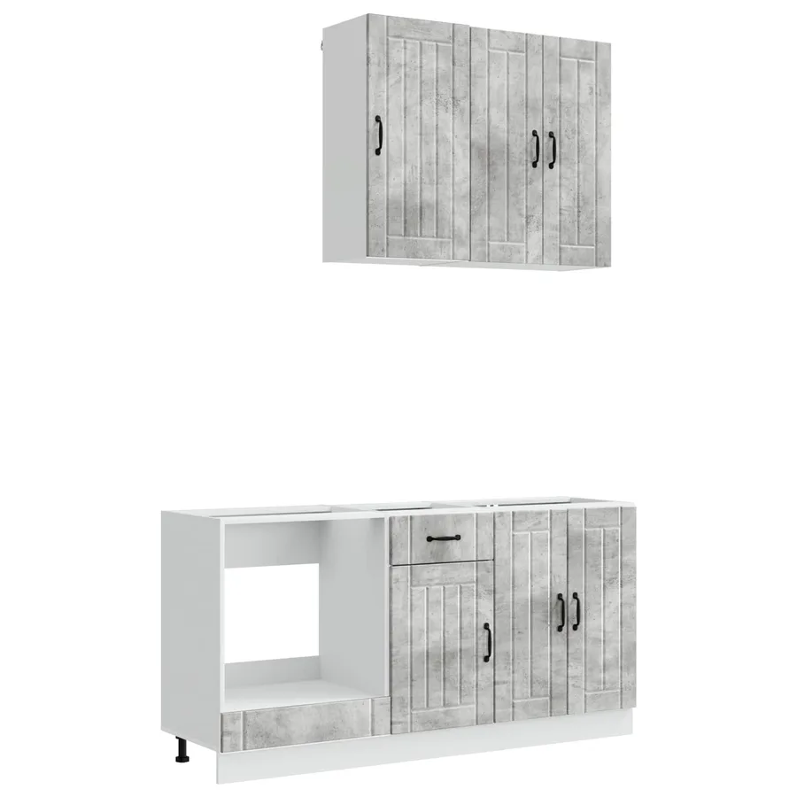 Unité de cuisine LUCCA 5 pcs Gris béton Bois d'ingénierie - 2