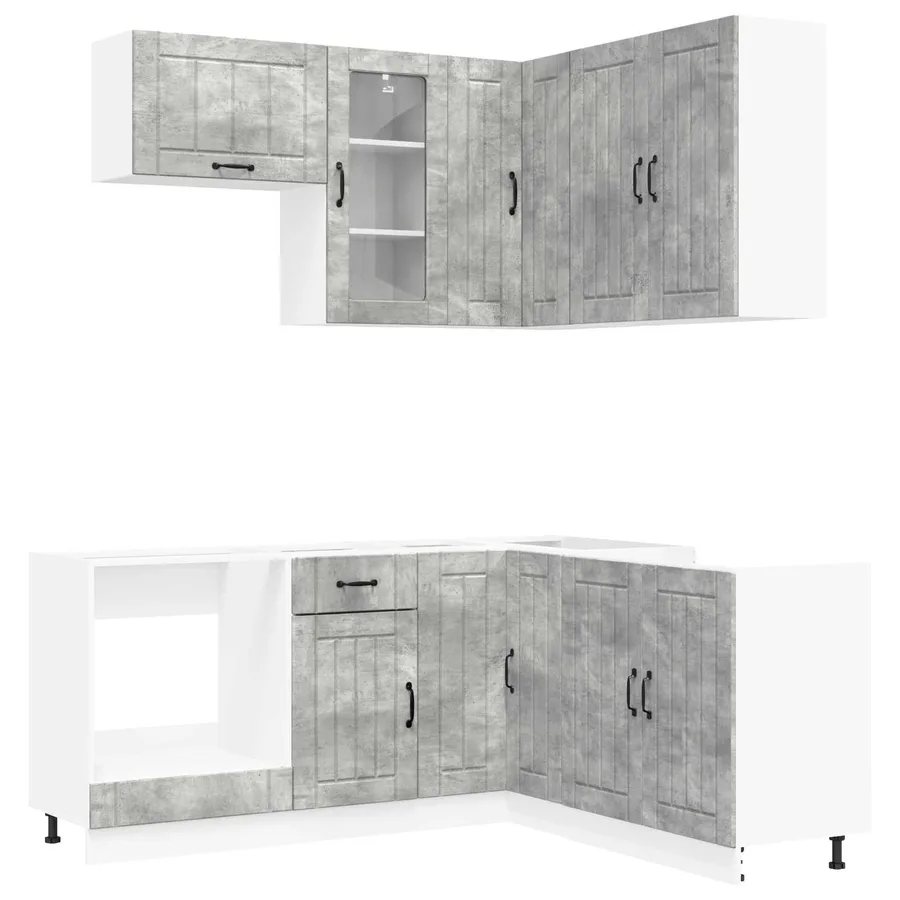 Unité de cuisine LUCCA 8 pcs Gris béton Bois d'ingénierie - 2