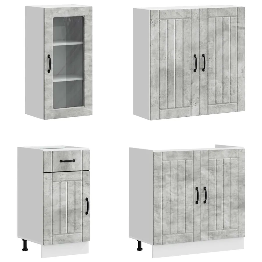 Unité de cuisine LUCCA 8 pcs Gris béton Bois d'ingénierie - 3