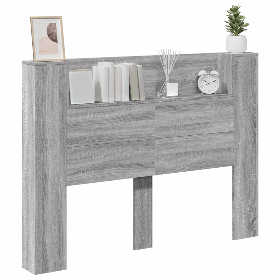 Cabinet de Tête de Lit avec LED Gris Sonoma Bois d'ingénierie - 3