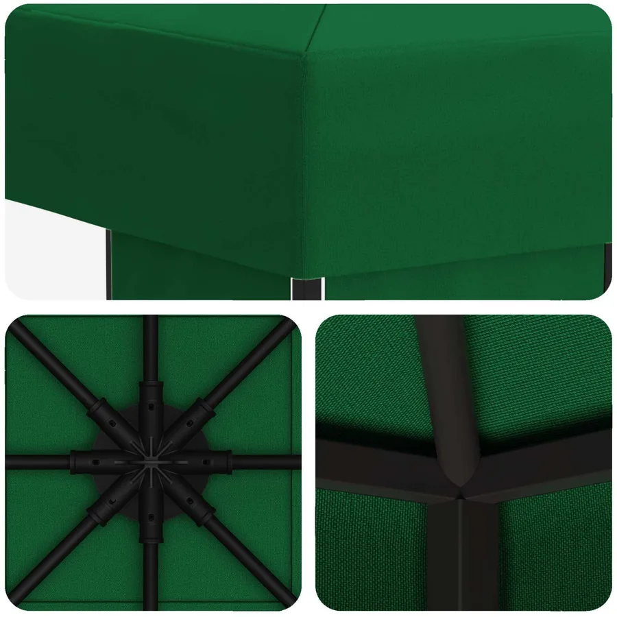 Pavillon 3 x 3 m Vert Polyester et Acier 190 gsm - 5