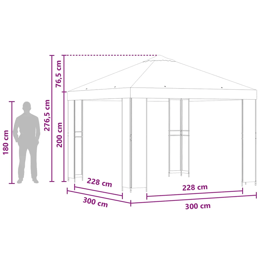 Pavillon 3 x 3 m Vert Polyester et Acier 190 gsm - 7