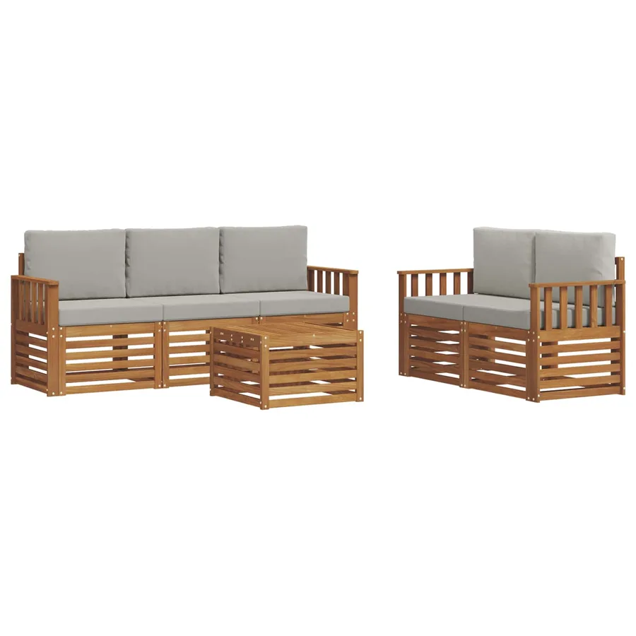 Ensembles de canapés avec coussin 6 pcs Gris Naturel et Clair - 2