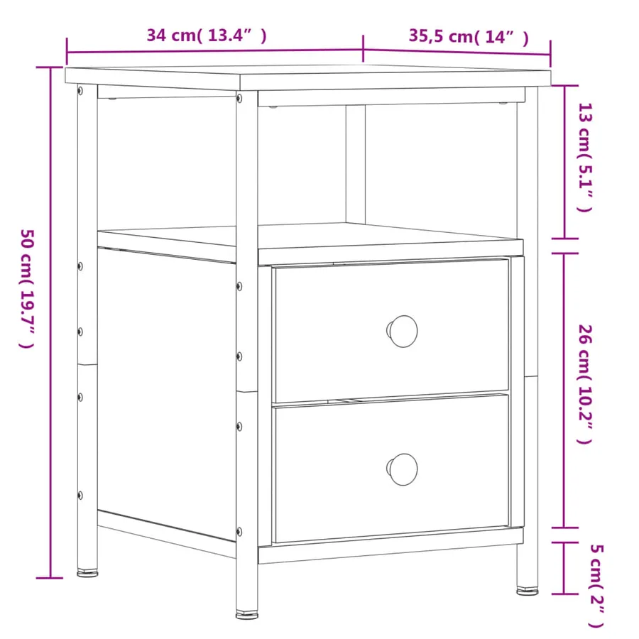 Tables de chevet 2pcs chêne marron 34x35,5x50cm bois ingénierie - 12