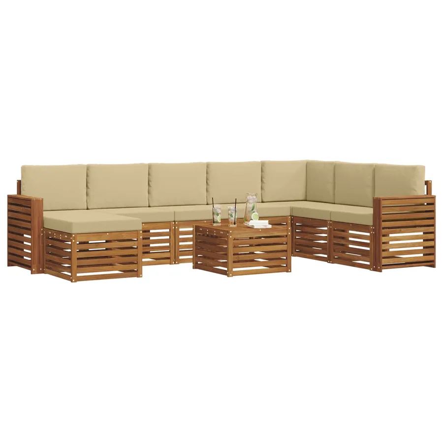 Ensemble de canapés d'extérieur 9 pcs Naturel et Beige - 3