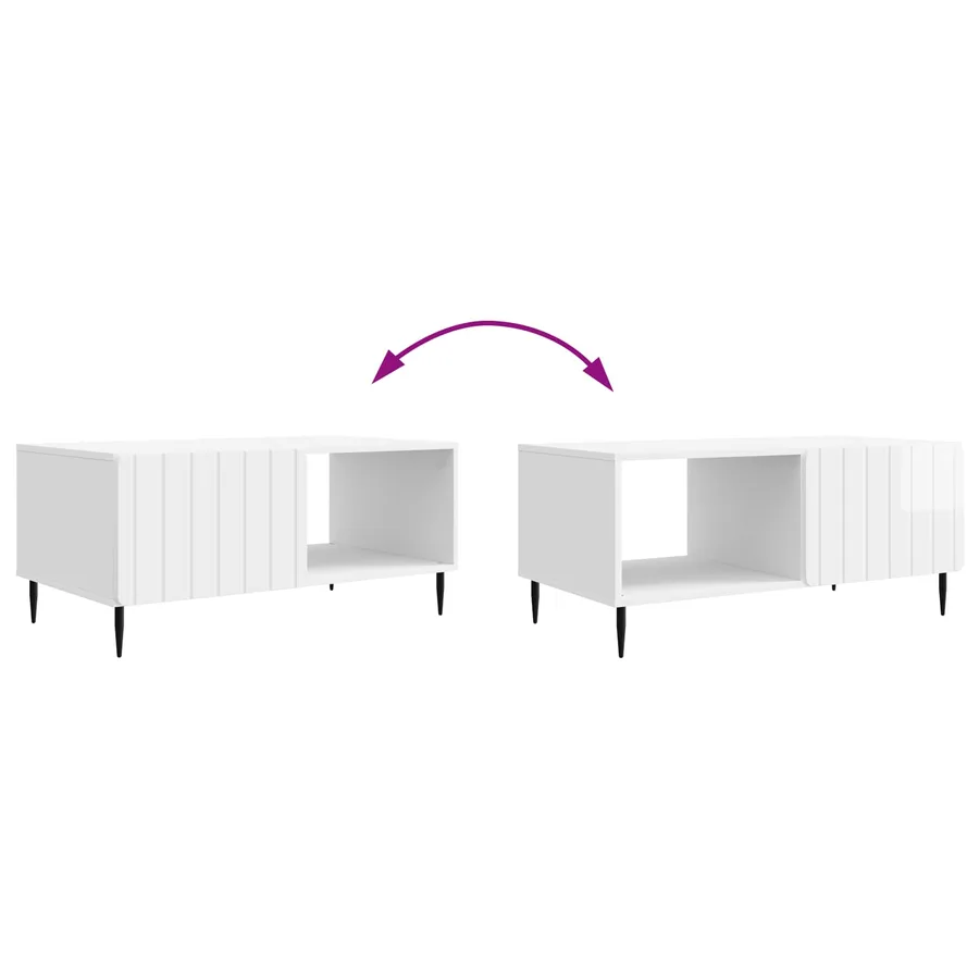 Table basse Blanc brillant 90 x 50 x 40 cm Bois d'ingénierie - 10