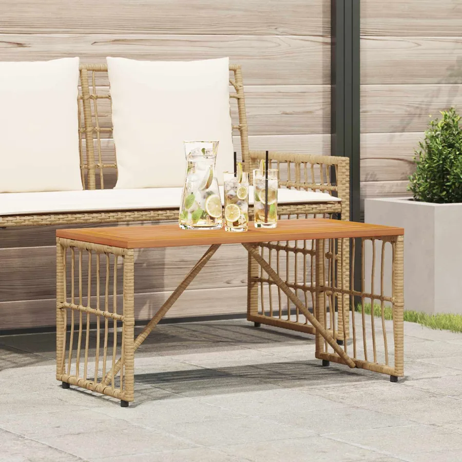 Table de jardin Naturel 80 x 40 x 40 cm Acier et Rattan Poly