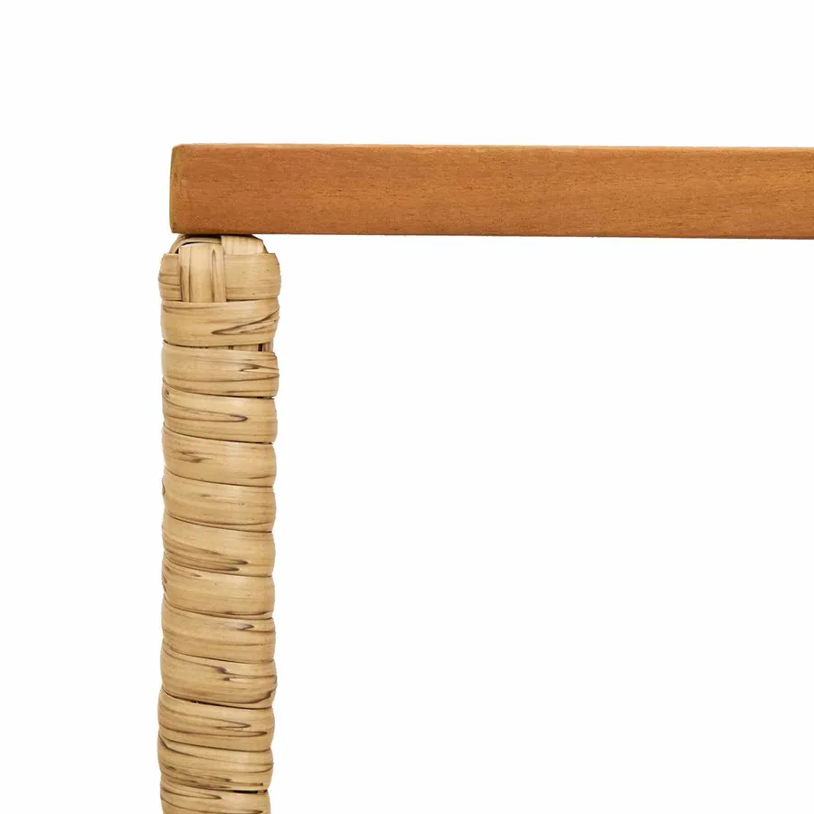 Table de jardin Naturel 80 x 40 x 40 cm Acier et Rattan Poly - 10