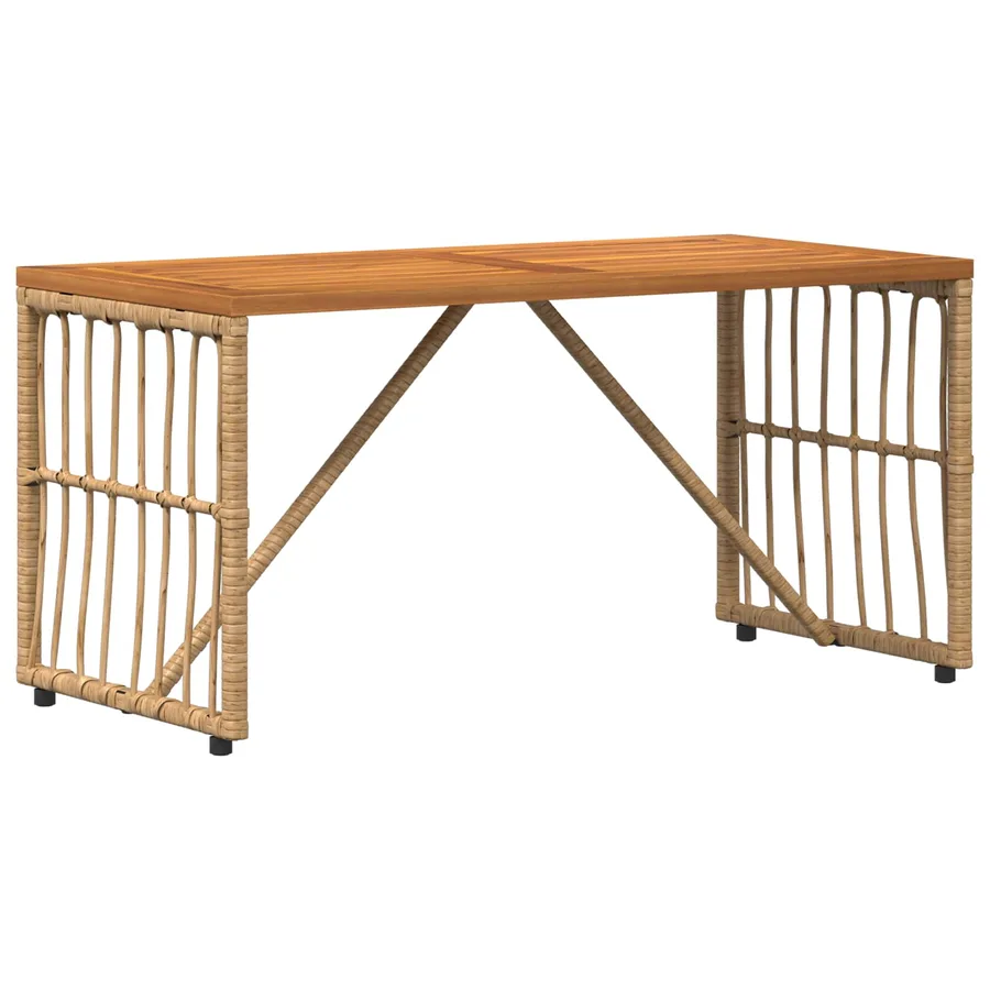 Table de jardin Naturel 80 x 40 x 40 cm Acier et Rattan Poly - 2
