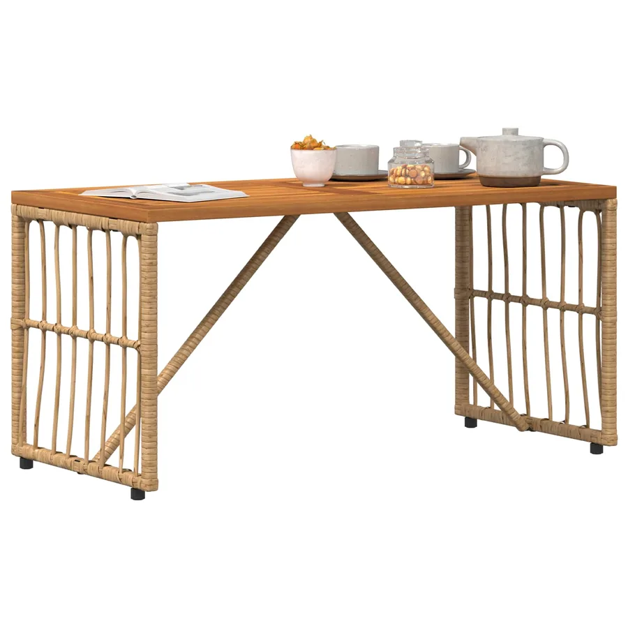Table de jardin Naturel 80 x 40 x 40 cm Acier et Rattan Poly - 3