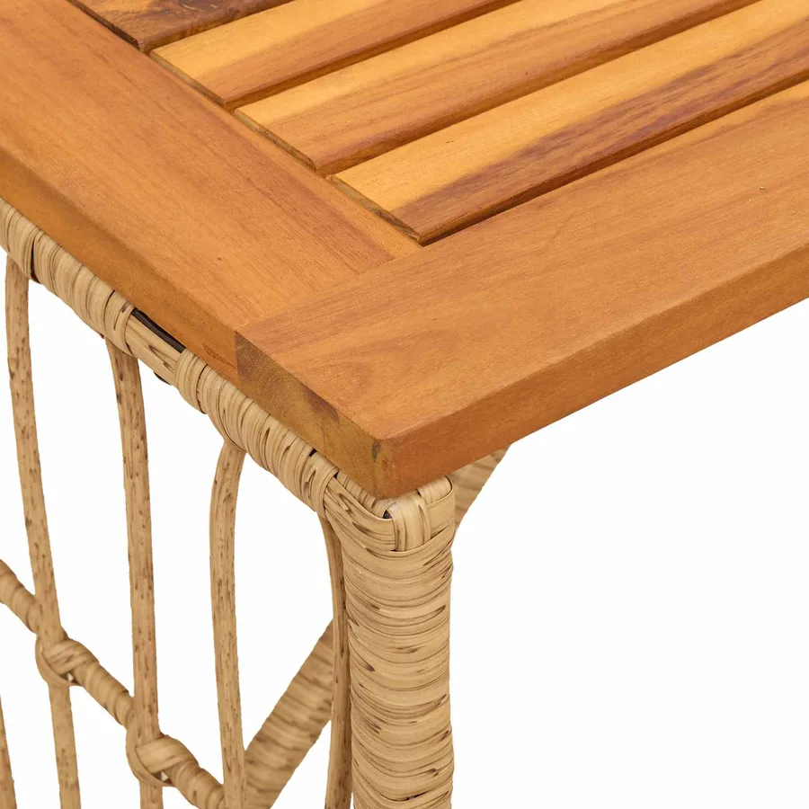 Table de jardin Naturel 80 x 40 x 40 cm Acier et Rattan Poly - 9