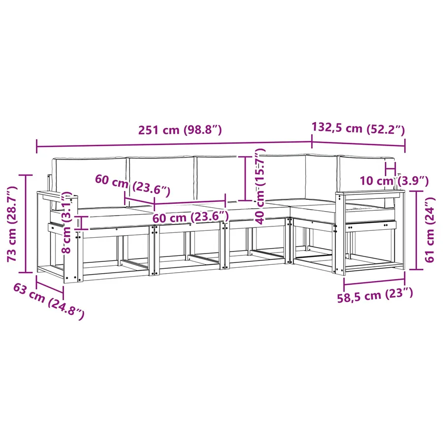 Ensemble de canapés d'extérieur 5 pcs Naturel et Beige - 10