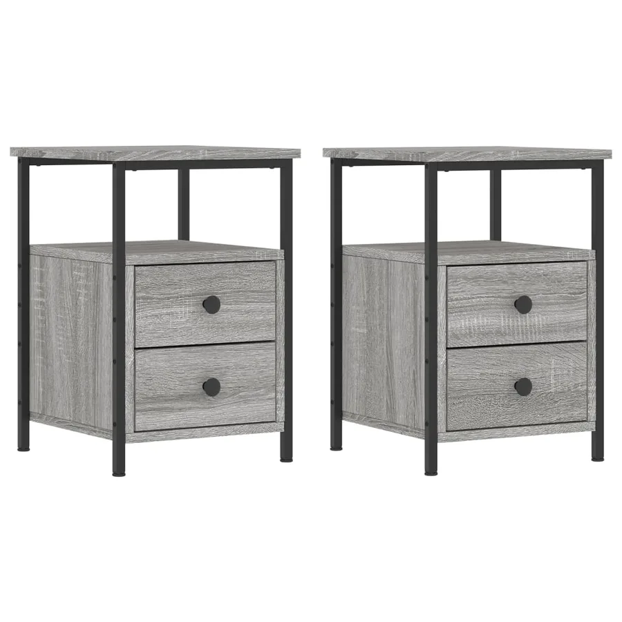 Tables de chevet 2 pcs sonoma gris 34x35,5x50cm bois ingénierie - 2