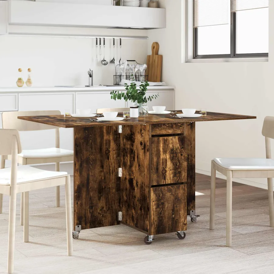 Table à dîner 140 x 80 x 77 cm Bois d'ingénierie Chêne fumé