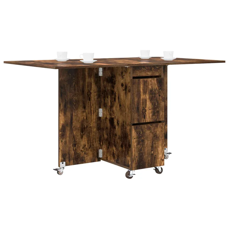 Table à dîner 140 x 80 x 77 cm Bois d'ingénierie Chêne fumé - 3