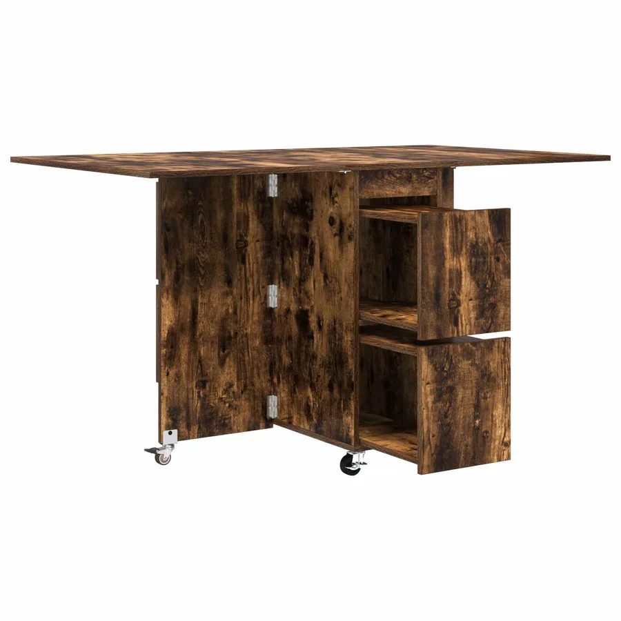 Table à dîner 140 x 80 x 77 cm Bois d'ingénierie Chêne fumé - 5