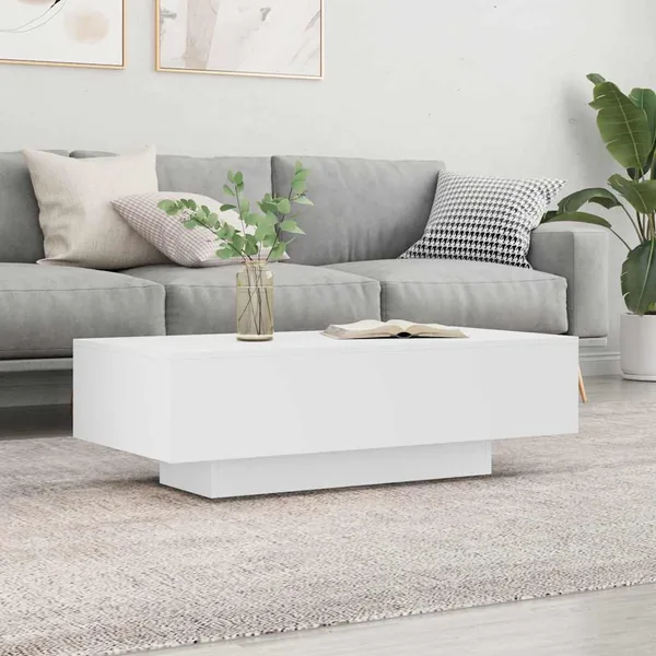 Table basse blanc 100x49,5x31 cm bois d'ingénierie