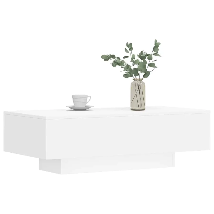Table basse blanc 100x49,5x31 cm bois d'ingénierie - 3