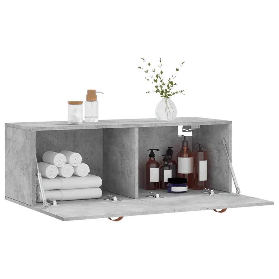 Armoire murale gris béton 100x36,5x35 cm bois d'ingénierie - 8