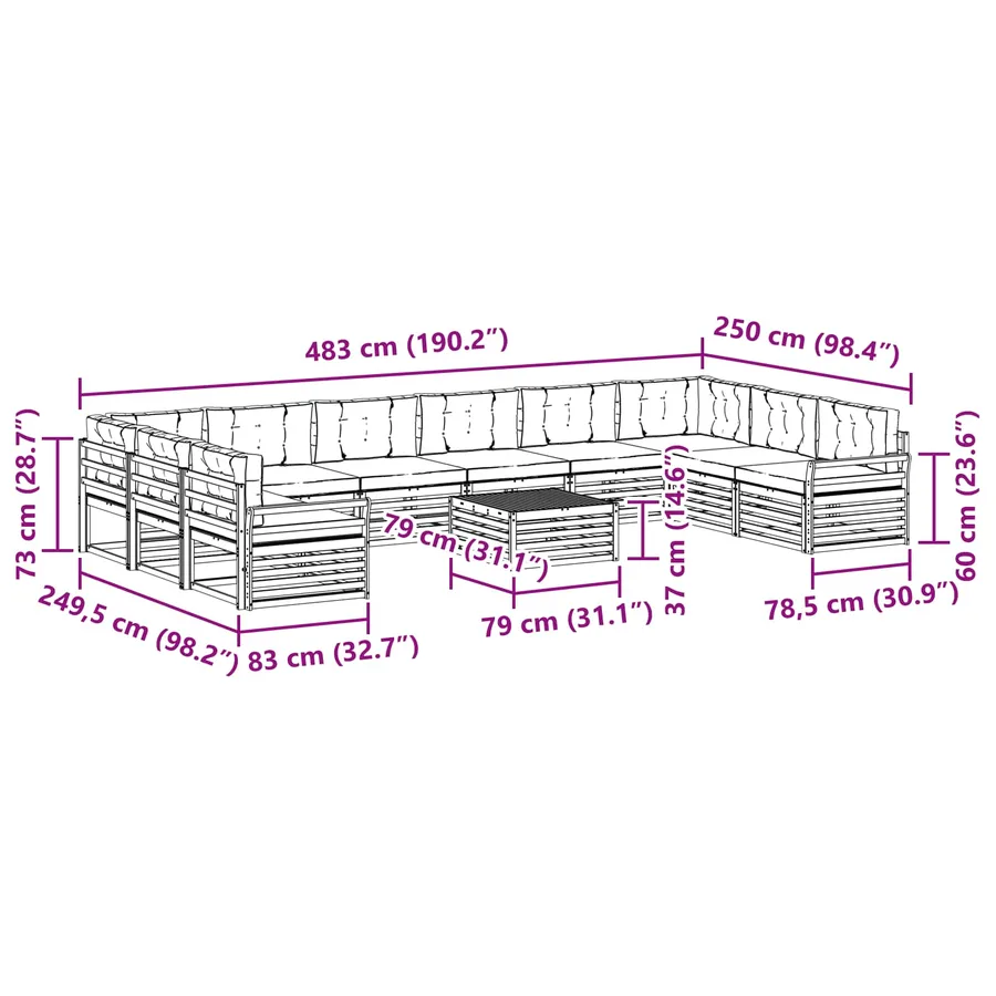 Ensembles de canapés avec coussin 11 pcs Naturel et Beige - 10