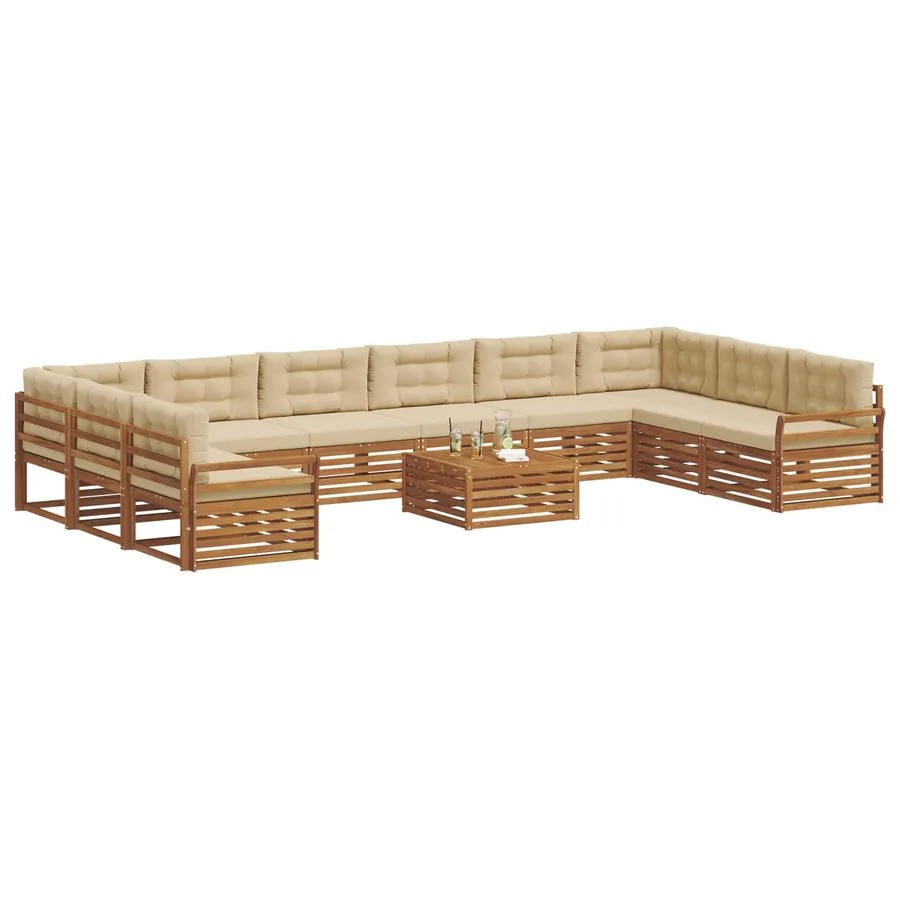 Ensembles de canapés avec coussin 11 pcs Naturel et Beige - 3
