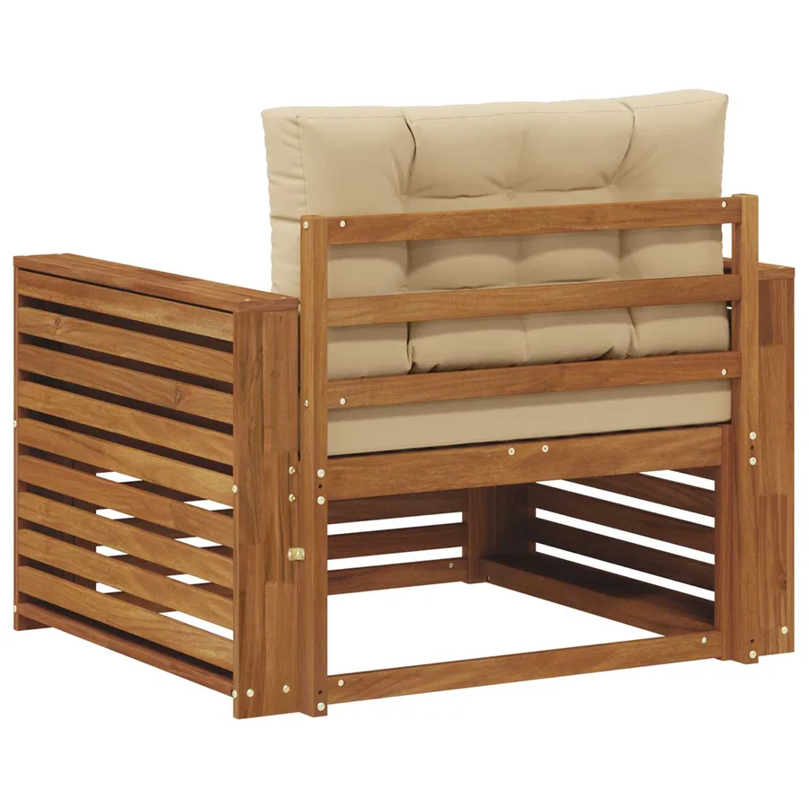 Canapé d’extérieur Bois d'acacia massif et polyester - 5