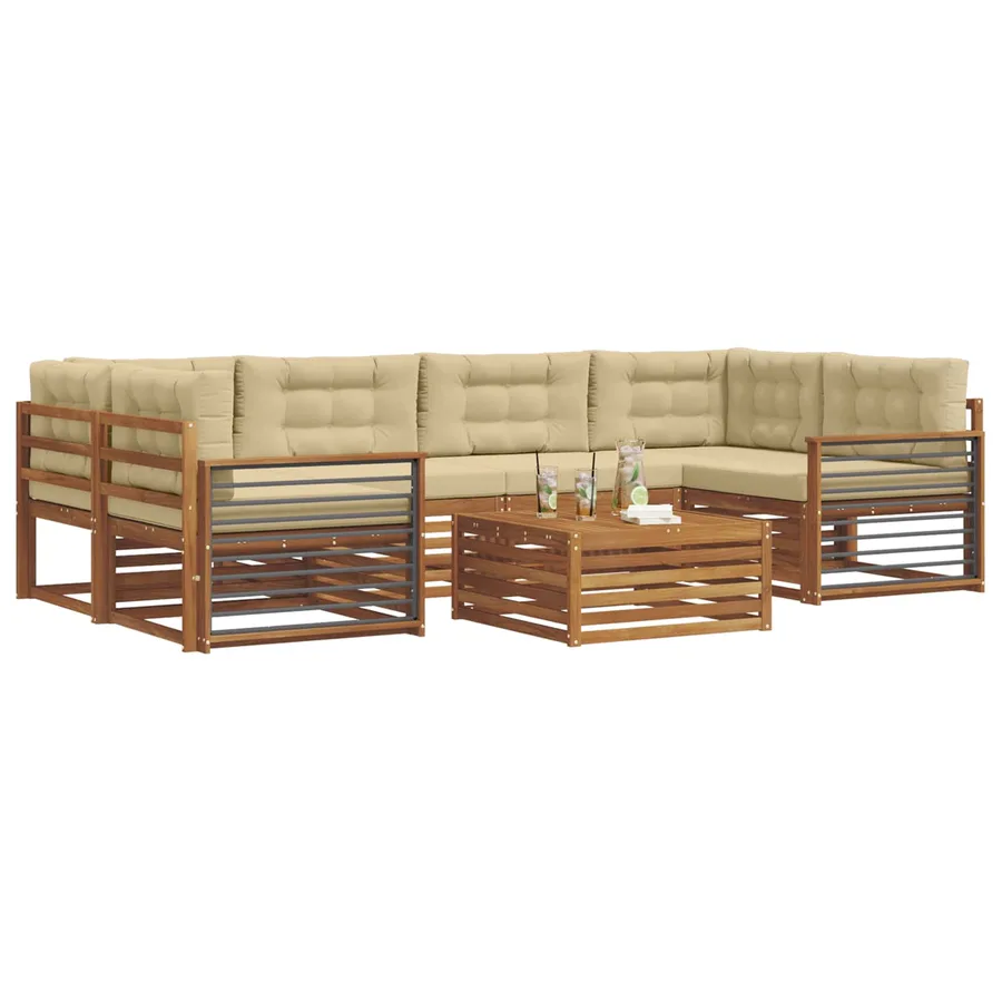 Ensemble de canapés d'extérieur 7 pcs Naturel et Beige - 3
