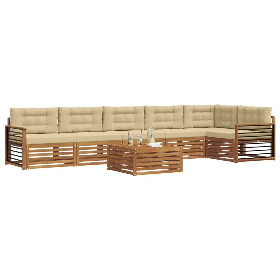 Ensemble de canapés d'extérieur 7 pcs Naturel et Beige - 3