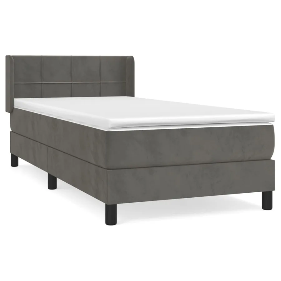 Sommier à lattes de lit et matelas Gris foncé 90x190 cm Velours - 2